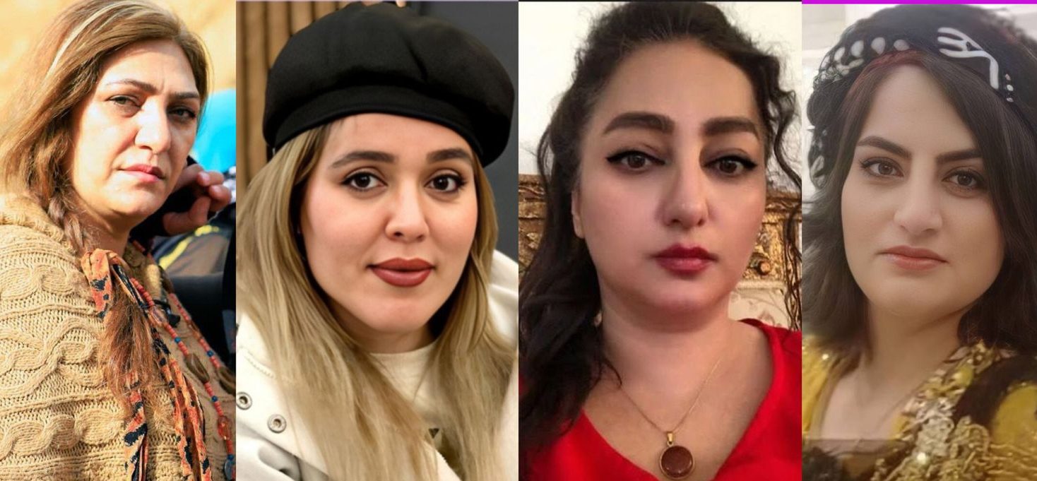 From left to right: Baran Saedi, Soma Mohammadrezaei, Leila Pashaei, Sohaila Motaei four Kurdish women’s rights activists were arrested after they participated in IWD events © Private